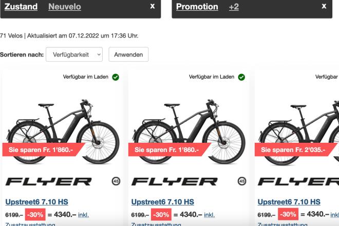 Aktion E-Bike Ausverkauf Rabatt Sale bei Velo Winterthur